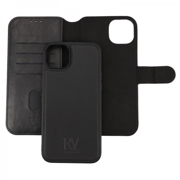 Rvelon iPhone 15 Plus Etui Detachable Wallet Case Svart