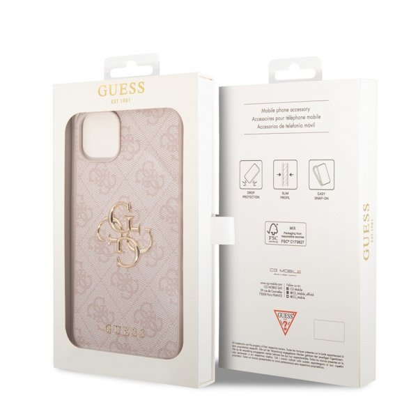 Guess iPhone 15 Plus Deksel 4G Logo Rosa