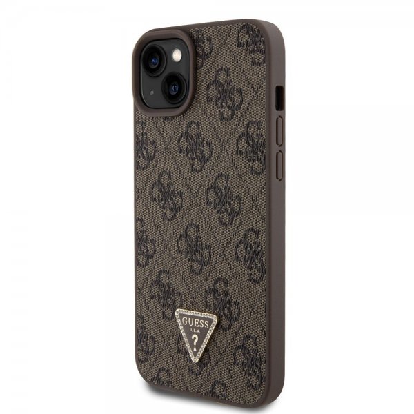 Guess iPhone 15 Plus Deksel 4G Metal Triangle Strass Brun