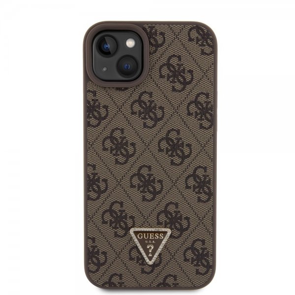 Guess iPhone 15 Plus Deksel 4G Metal Triangle Strass Brun