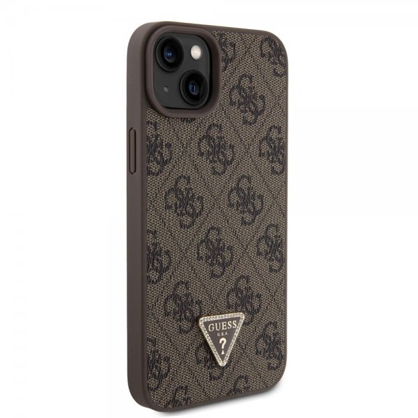 Guess iPhone 15 Plus Deksel 4G Metal Triangle Strass Brun