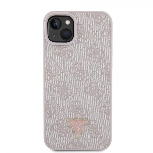 Guess iPhone 15 Plus Deksel 4G Metal Triangle Strass Rosa