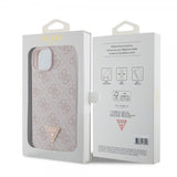 Guess iPhone 15 Plus Deksel 4G Metal Triangle Strass Rosa