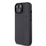 Mercedes Benz iPhone 15 Plus Deksel Carbon Effect Leather Stripe AMG Svart