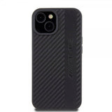 Mercedes Benz iPhone 15 Plus Deksel Carbon Effect Leather Stripe AMG Svart
