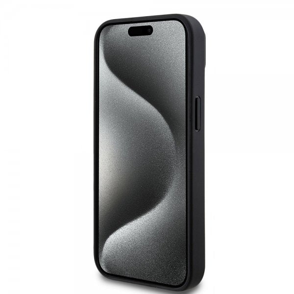 Mercedes Benz iPhone 15 Plus Deksel Carbon Effect Leather Stripe AMG Svart