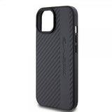 Mercedes Benz iPhone 15 Plus Deksel Carbon Effect Leather Stripe AMG Svart
