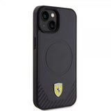 Ferrari iPhone 15 Plus Deksel Carbon PU Leather MagSafe Svart