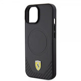 Ferrari iPhone 15 Plus Deksel Carbon PU Leather MagSafe Svart