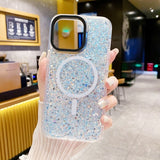 iPhone 15 Plus Deksel Glitter MagSafe Blå