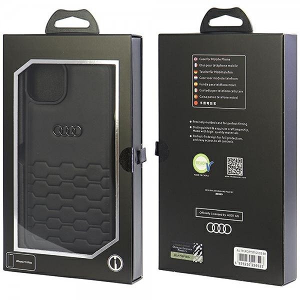 Audi iPhone 15 Plus Deksel GT Synthetic Leather Svart