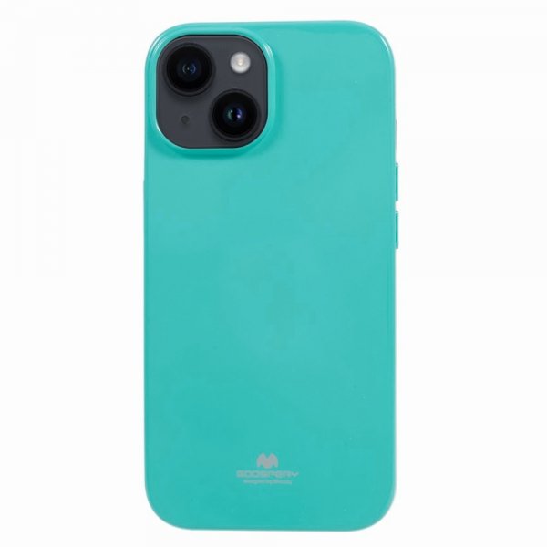 Mercury iPhone 15 Plus Deksel Jelly Glitter Cyan