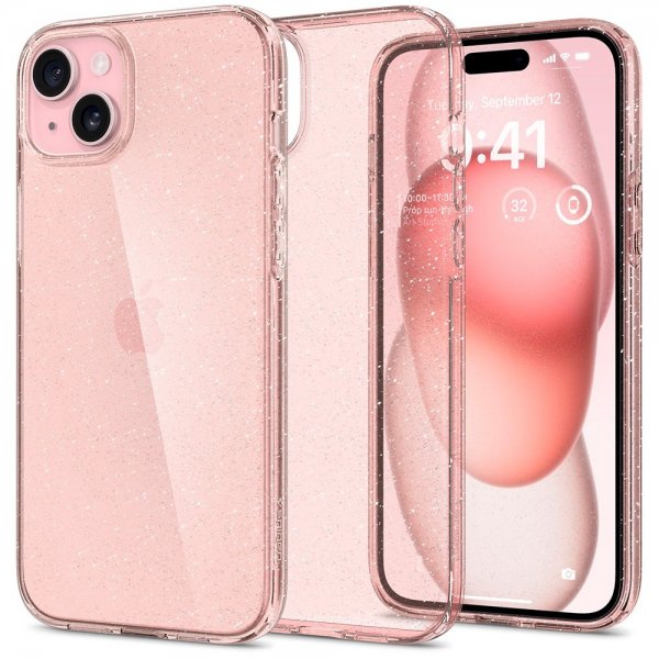 Spigen iPhone 15 Plus Deksel Liquid Crystal Glitter Rose Quartz