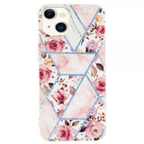 iPhone 15 Plus Deksel Marmormønster Rosor Rosa