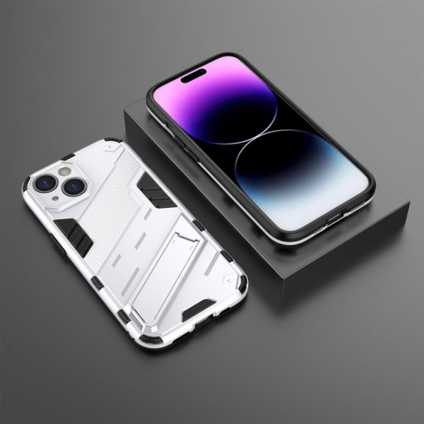 iPhone 15 Plus Deksel med Stativ Hvit