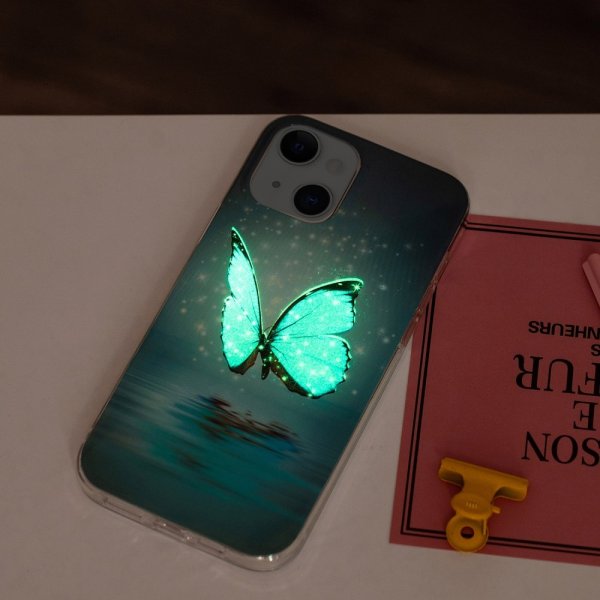 iPhone 15 Plus Deksel Motiv Blå Sommerfugl