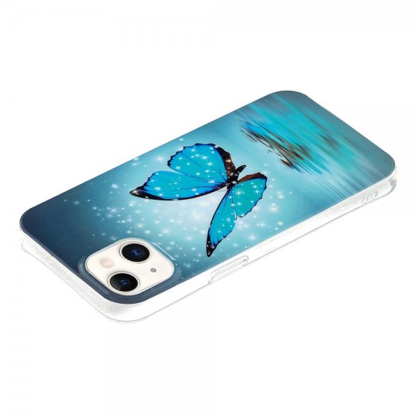 iPhone 15 Plus Deksel Motiv Blå Sommerfugl