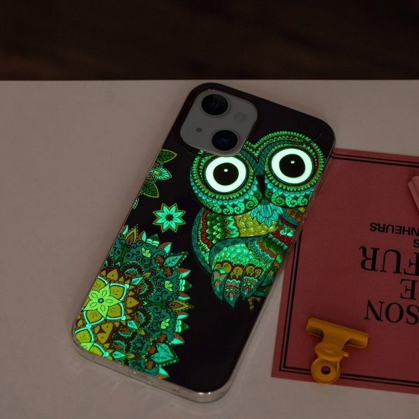 iPhone 15 Plus Deksel Motiv Blå Ugle