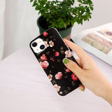 iPhone 15 Plus Deksel Motiv Rosor Svart