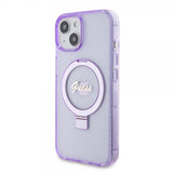 Guess iPhone 15 Plus Deksel Ring Stand Glitter MagSafe Lilla
