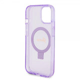 Guess iPhone 15 Plus Deksel Ring Stand Glitter MagSafe Lilla
