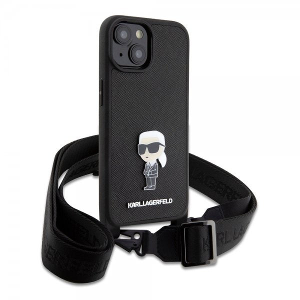 Karl Lagerfeld iPhone 15 Plus Deksel Saffiano Crossbody Svart