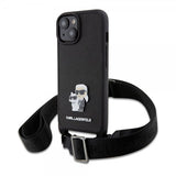 Karl Lagerfeld iPhone 15 Plus Deksel Saffiano Karl & Choupette Crossbody Svart