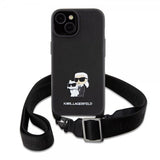 Karl Lagerfeld iPhone 15 Plus Deksel Saffiano Karl & Choupette Crossbody Svart