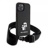 Karl Lagerfeld iPhone 15 Plus Deksel Saffiano Karl & Choupette Crossbody Svart