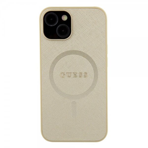 Guess iPhone 15 Plus Deksel Saffiano MagSafe Beige