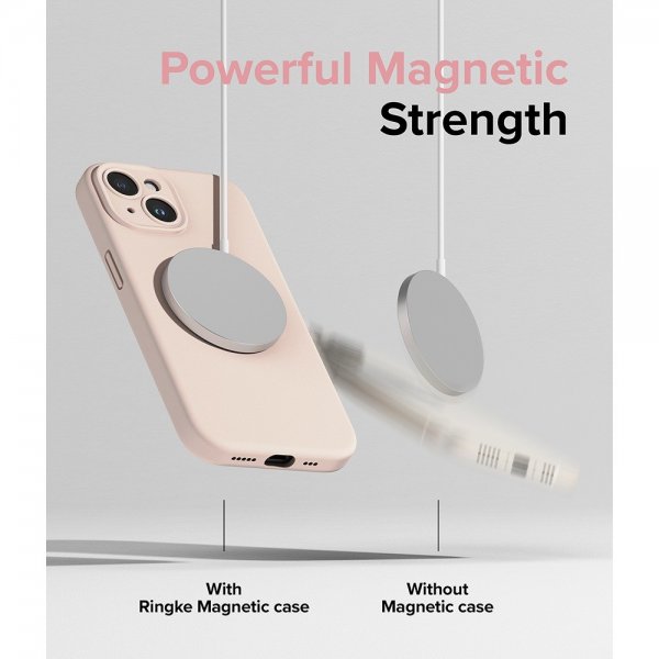 Ringke iPhone 15 Plus Deksel Silicone Magnetic Pink Sand