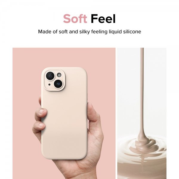 Ringke iPhone 15 Plus Deksel Silicone Magnetic Pink Sand