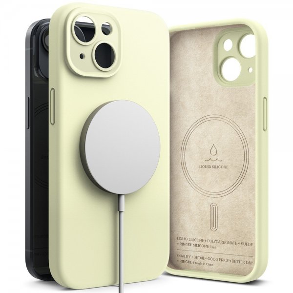 Ringke iPhone 15 Plus Deksel Silicone Magnetic Sunny Lime