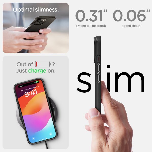 Spigen iPhone 15 Plus Deksel Thin Fit Svart