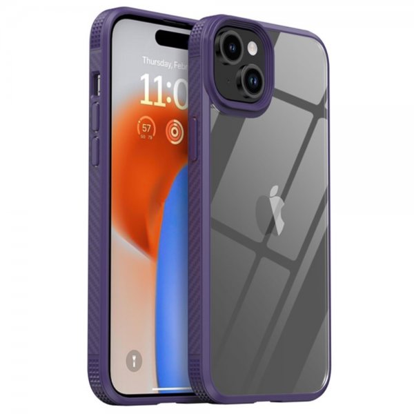 Ipaky iPhone 15 Plus Deksel Gjennomsiktig Bakside Lilla