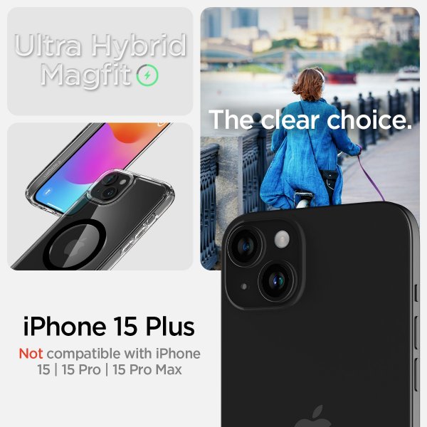 Spigen iPhone 15 Plus Deksel Ultra Hybrid MagFit Svart