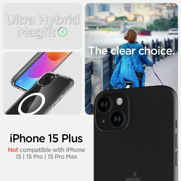 Spigen iPhone 15 Plus Deksel Ultra Hybrid MagFit Hvit