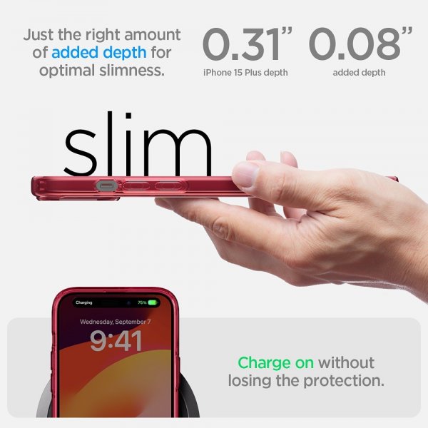 Spigen iPhone 15 Plus Deksel Ultra Hybrid Red Crystal