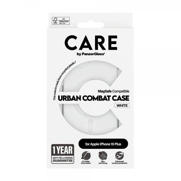 CARE by PanzerGlass iPhone 15 Plus Deksel Urban Combat MagSafe Hvit