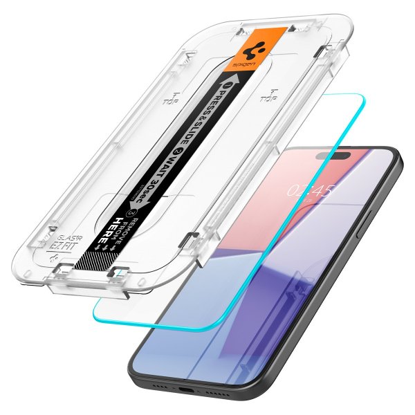 Spigen iPhone 15 Plus/iPhone 16 Plus Skjermbeskytter GLAS.tR EZ Fit 2-pakning