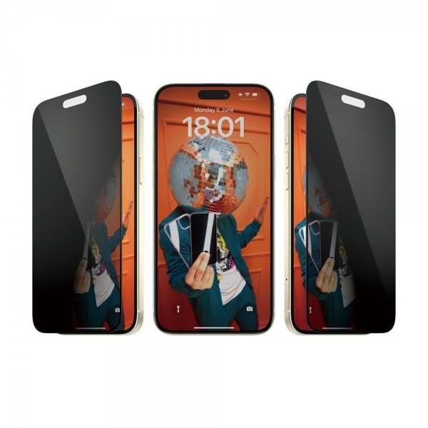 PanzerGlass iPhone 15 Plus Skjermbeskytter Ultra-Wide Fit Privacy EasyAligner