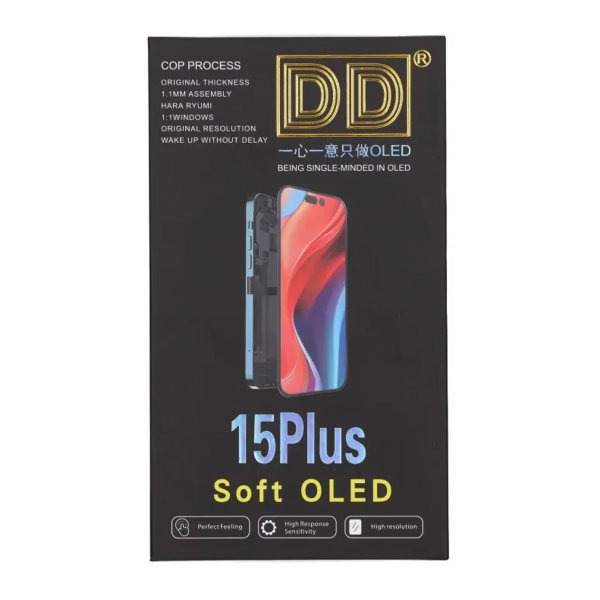 iPhone 15 Plus Soft OLED Display High-Quality Black (DD brand)