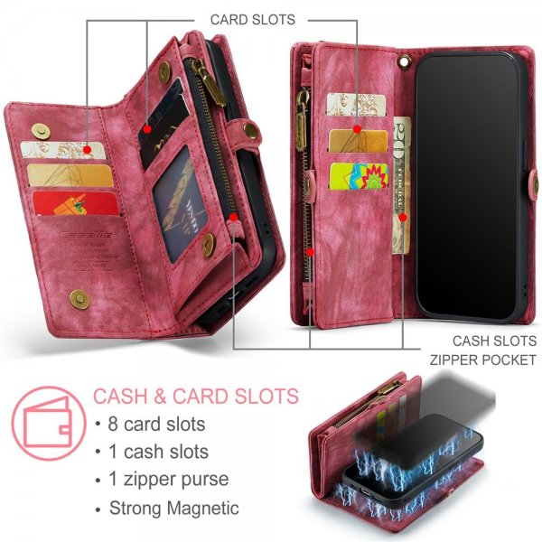 CaseMe iPhone 15 Pro Etui 008 Series Avtakbart Deksel Rød