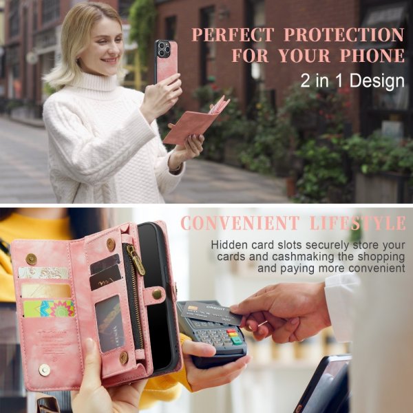 CaseMe iPhone 15 Pro Etui 008 Series Avtakbart Deksel Rosa