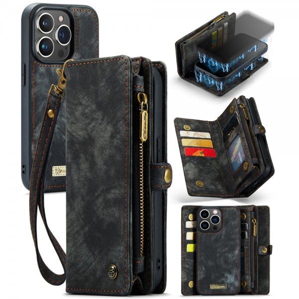 CaseMe iPhone 15 Pro Etui 008 Series Avtakbart Deksel Svart