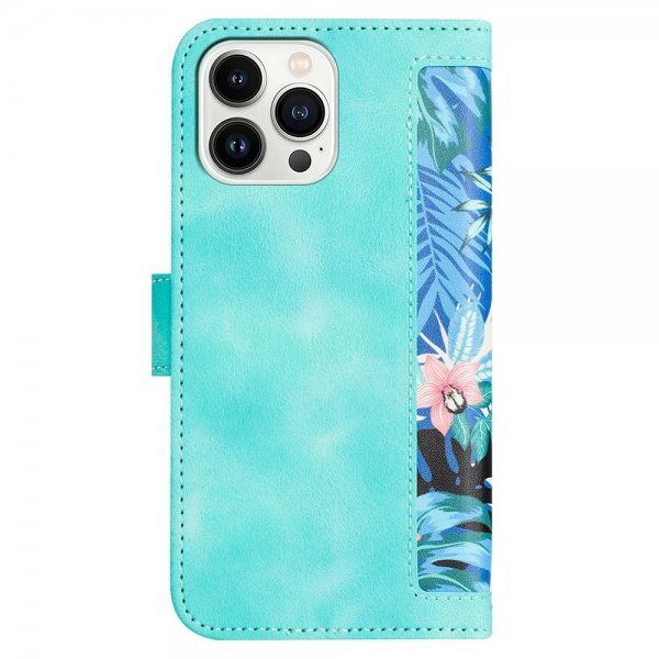 iPhone 15 Pro Etui Blomstermønster Grønn