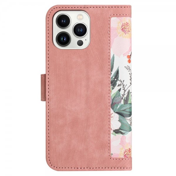 iPhone 15 Pro Etui Blomstermønster Rosa