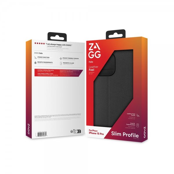 Zagg iPhone 15 Pro Etui Folio Svart
