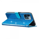 iPhone 15 Pro Etui Glitter Blå