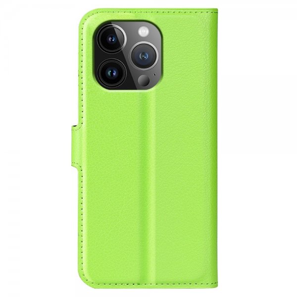 iPhone 15 Pro Etui Litchi Grønn